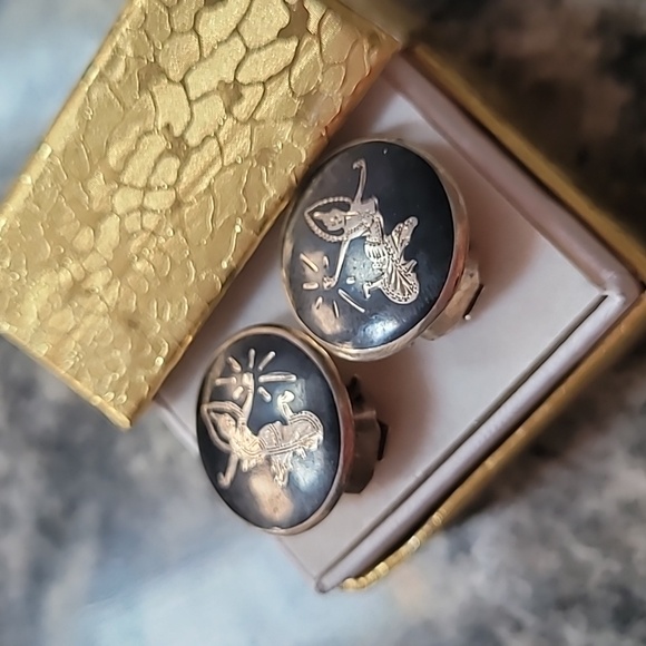 SIAM Sterling Clip-on Earrings Vintage - Picture 11 of 12